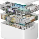 CTIME 3-Tier Medicine Organizer - Portable Medicine Cabinet with Leather Handle, Empty First Aid Kit for Home