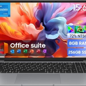 EYY 15.6" Laptop Computer, Win 11 Laptops with 8GB RAM 256GB SSD, 100% sRGB Screen, Celeron N4000 Processor(up to 2.6GHz) Notebook, Dual Band WiFi丨BT 4.2丨HDMI丨5000mAh Battery