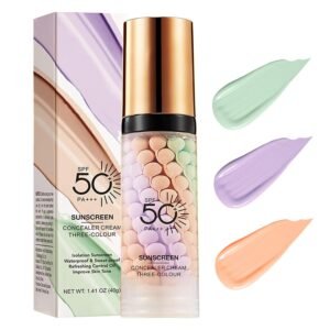 3 In 1Primer for Face Before Makeup,Sunscreen Isolation Cream, SPF 50, One Step Color Corrector Face Primer, Blurs Imperfections Oil Control & Moisturizing Skin Tone Correcting,Radiance Skin