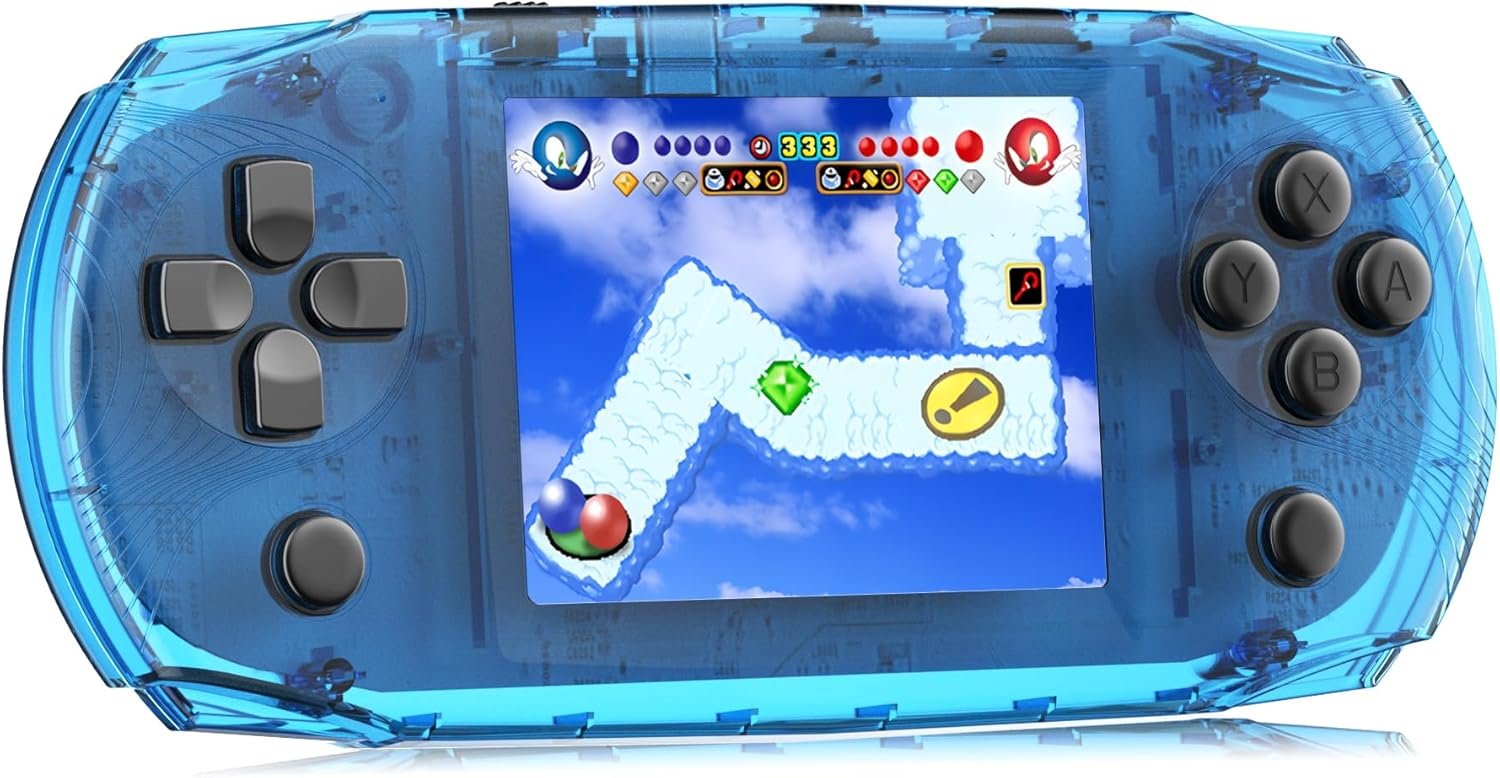 16 Bit Handheld Game Console for Kids Preloaded 100 Retro Video Games, Portable Gaming System Rechargeable Battery 3.2" IPS Screen, Mini Travel Electronic Toy Gifts for Boys Girls (Blue)