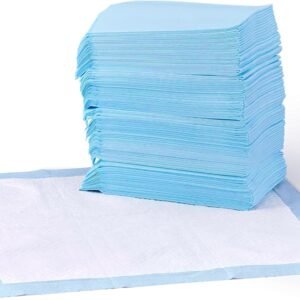 Amazon Basics Leak-Proof Dog and Puppy Potty Training Pee Pads with Quick-Dry 5-Layer Super Absorbent Surface for Dog Training, Floor Protection, Regular Size 22x22", Blue & White, 50 Count