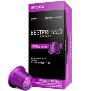Bestpresso Coffee for Nespresso Original Machine 120 Aluminum pods Certified Genuine Espresso Intenso Blend(High Intensity), Pods Compatible with Nespresso Original