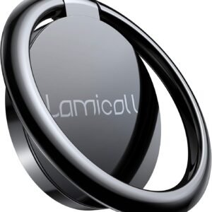 Lamicall Cell Phone Ring Holder Stand - Phone Finger Gip Kickstand, 360° Rotation Polished Metal Grip for Magnetic Car Mount, Fit for iPhone 17/16/15/14 Pro Max Air, Android Smartphone Accessories