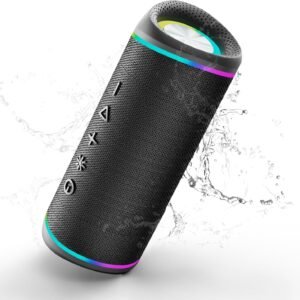 Bluetooth Speaker with HD Sound, Portable Wireless, IPX5 Waterproof, Up to 20H Playtime, TWS Pairing, Bluetooth 5.3, for Home, Party, Beach, Outdoor, Electronic Gadgets, Birthday Gift (Black)
