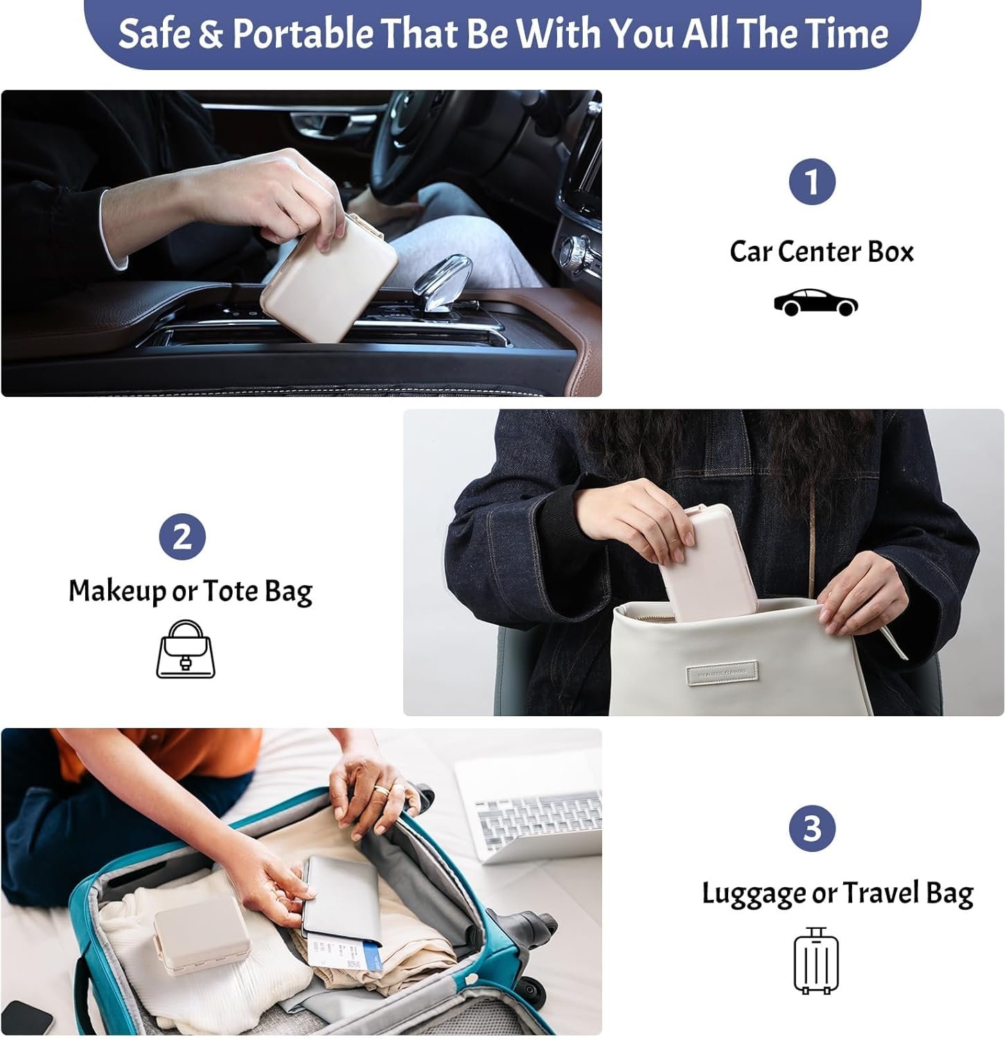 NEW Foldable & Double Protection Portable Weekly Pill Organizer 2 Times A Day with Etched Labels, AM PM 7 Day Week Medicine Box, Daily Travel Pill Case Holder Dispenser for Vitamin, Supplement - Khaki - Image 6