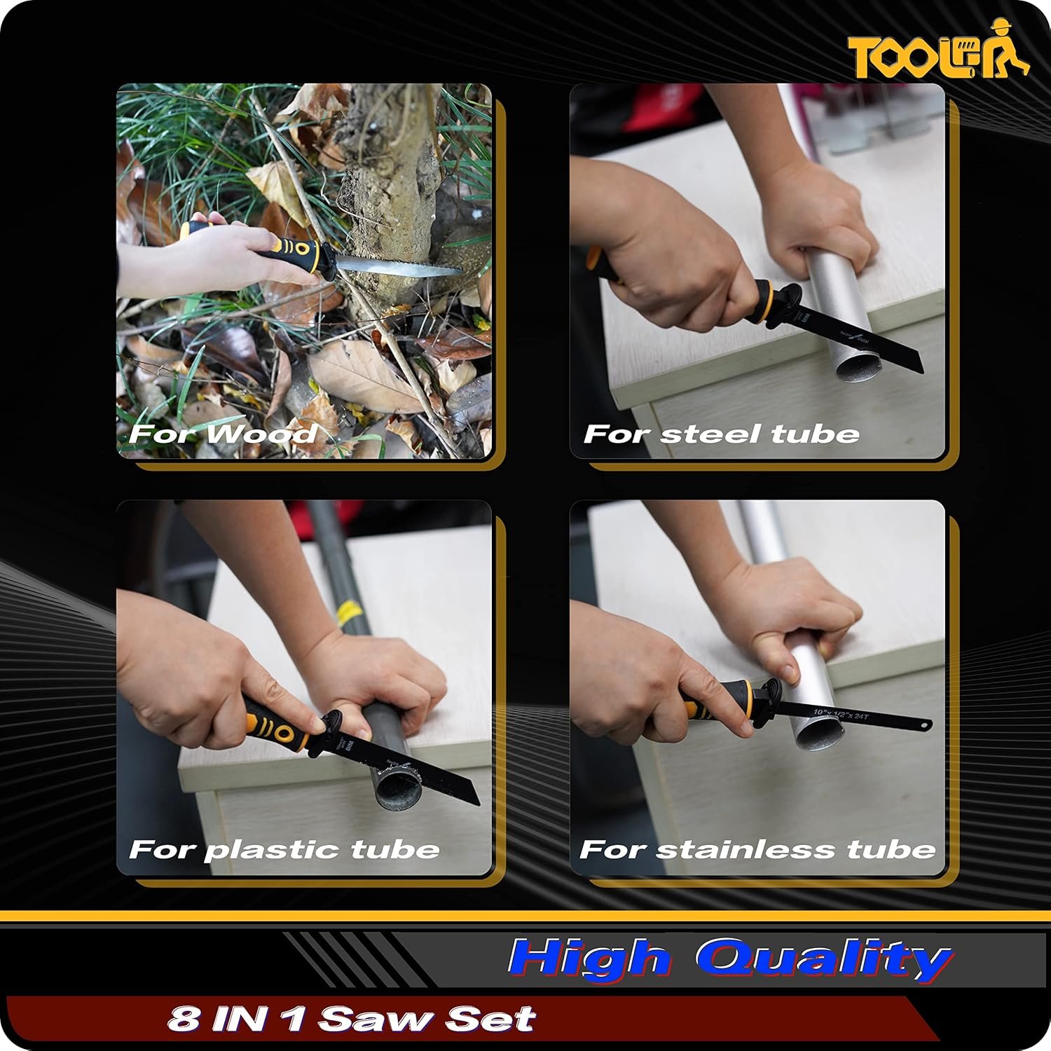 8-In-1 Multi Blades Hand Saw, Drywall Cutter. Hacksaw. Long Blade Hand Saw, Jab Saw, For Cutting Drywall, Sheetrock, Wood, Metel, Plastic, Plywood. Blade Quick Change Mechanism. - Image 3