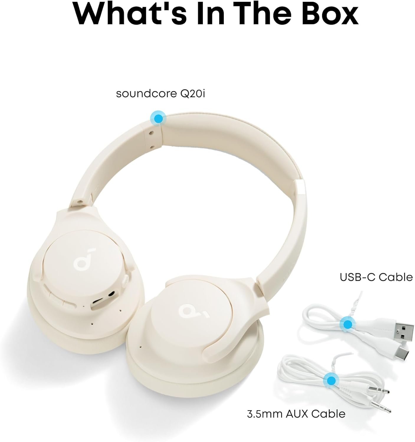 Soundcore by Anker Q20i Hybrid Active Noise Cancelling Headphones, Wireless Over-Ear Bluetooth, 40H Long ANC Playtime, Hi-Res Audio, Big Bass, Customize via an App, Transparency Mode (White) - Image 8