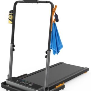 Adjustable Walking Pad Handle only, Treadmill Handrail with Phone Holder,Cup Holder & Towel Hooks，22.4 inch Wide, 43.3 inch Max Height, Black