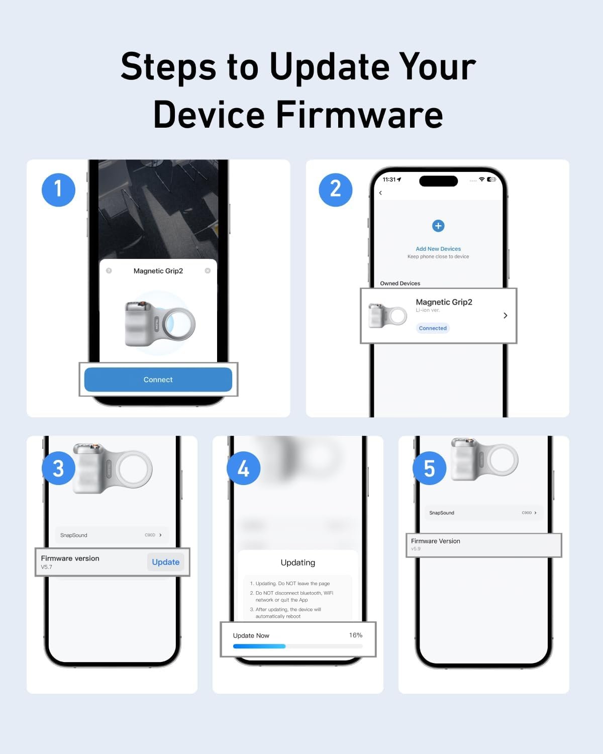 TELESIN Fun Shot Magnetic Phone Camera DSLR Style Shutter Grip for iPhone & Android with Anti-Drop Detachable Wireless Shutter Button - 1/4" Screw - Comfort Ergonomic Camera Grip Handle Holder - Image 7