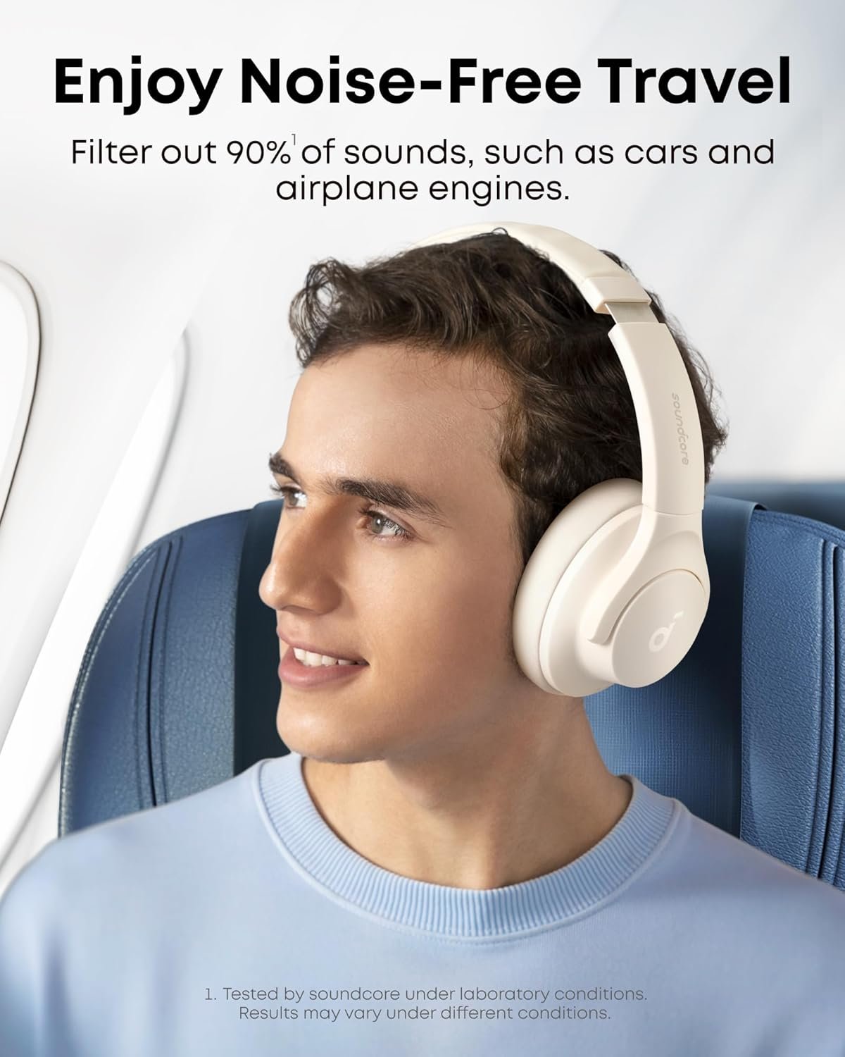 Soundcore by Anker Q20i Hybrid Active Noise Cancelling Headphones, Wireless Over-Ear Bluetooth, 40H Long ANC Playtime, Hi-Res Audio, Big Bass, Customize via an App, Transparency Mode (White) - Image 2