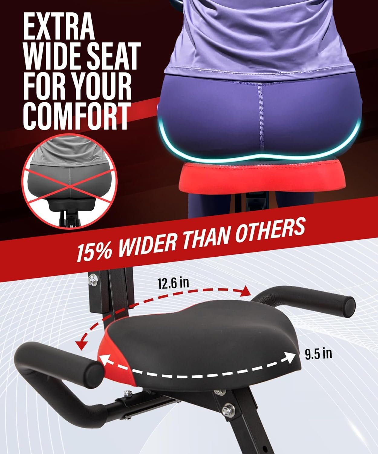 YYFITT 3-IN-1 Exercise Bike with Luminous Digits Display | Folding Stationary Bikes for Home Seniors | Compact Workout Bike with Fully Support Backrest - Wider Seat - 16 Level Magnetic Resistance - Image 5