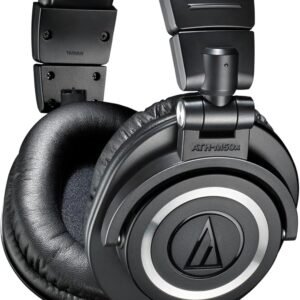 Audio-Technica ATH-M50X Professional Studio Monitor Headphones, Black, Professional Grade, Critically Acclaimed, with Detachable Cable