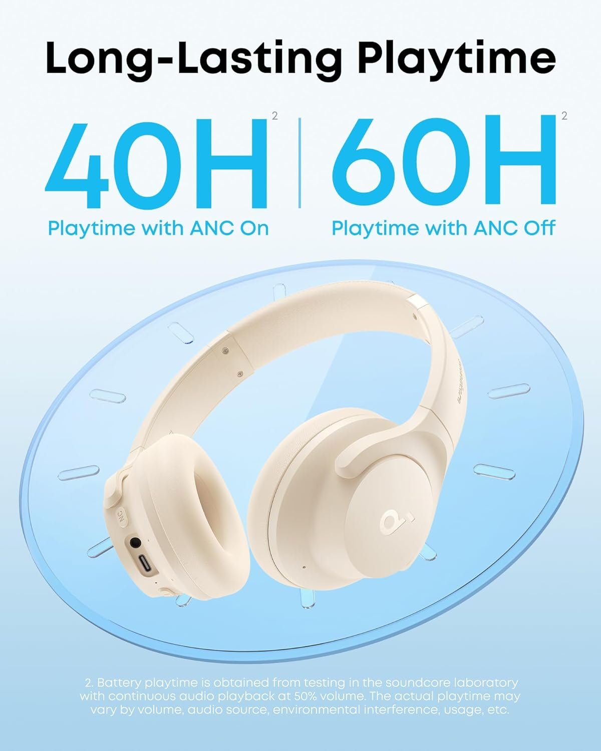 Soundcore by Anker Q20i Hybrid Active Noise Cancelling Headphones, Wireless Over-Ear Bluetooth, 40H Long ANC Playtime, Hi-Res Audio, Big Bass, Customize via an App, Transparency Mode (White) - Image 5