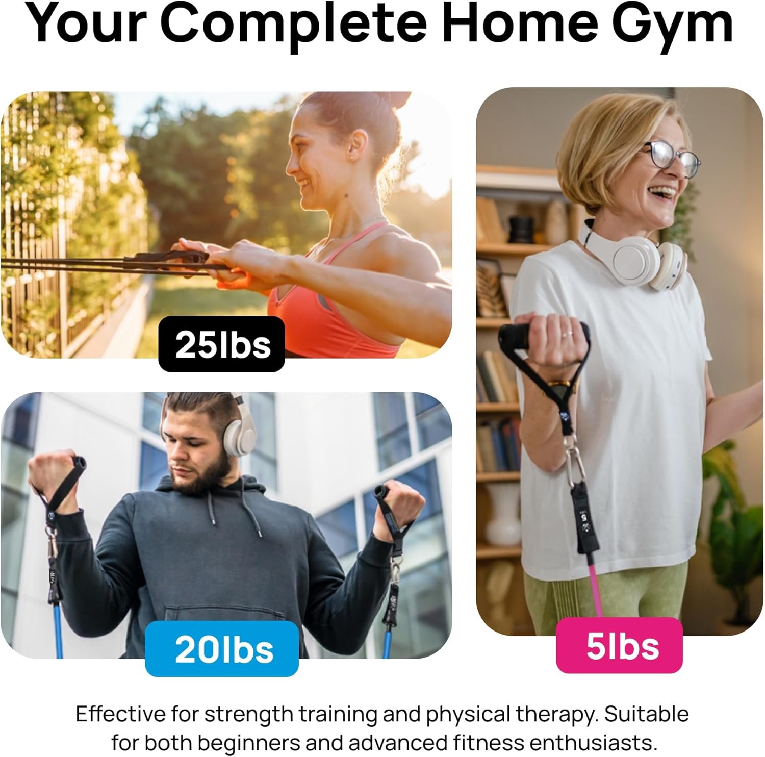 INEVIFIT Resistance Band Set, 150 LBS Stackable Workout Bands for Strength Training, Yoga, Pilates, and Full Body Workout, Includes Door Anchor, Handles, Ankle Straps, Carrying Bag, and Exercise Guide - Image 4