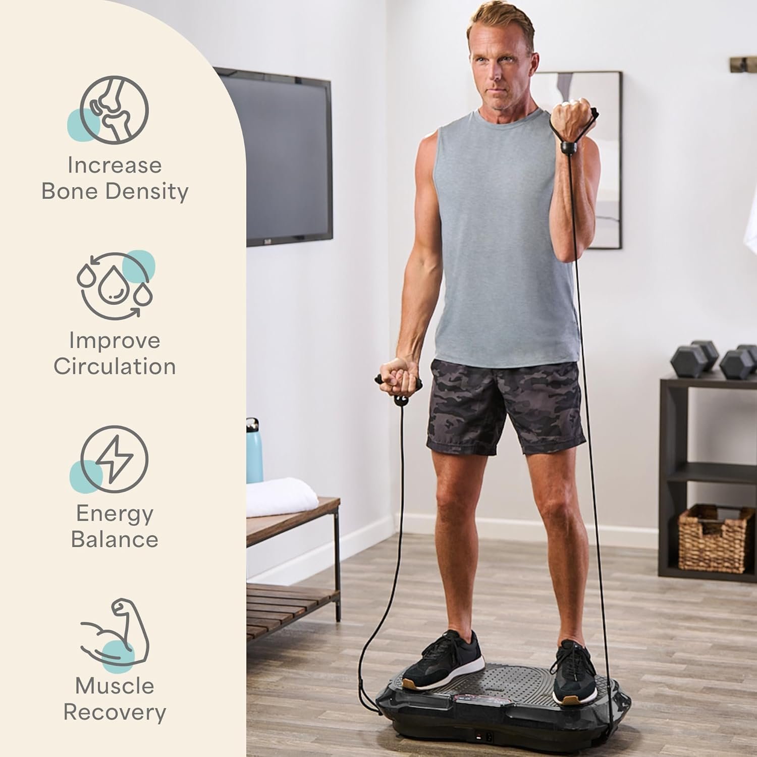 Lifepro Waver Vibration Plate Exercise Machine for Lymphatic Drainage, Muscle Activation, Full-Body Workout Vibrating Platform with Loop Bands, Fitness Equipment for Strength Toning & Fat Loss - Image 3