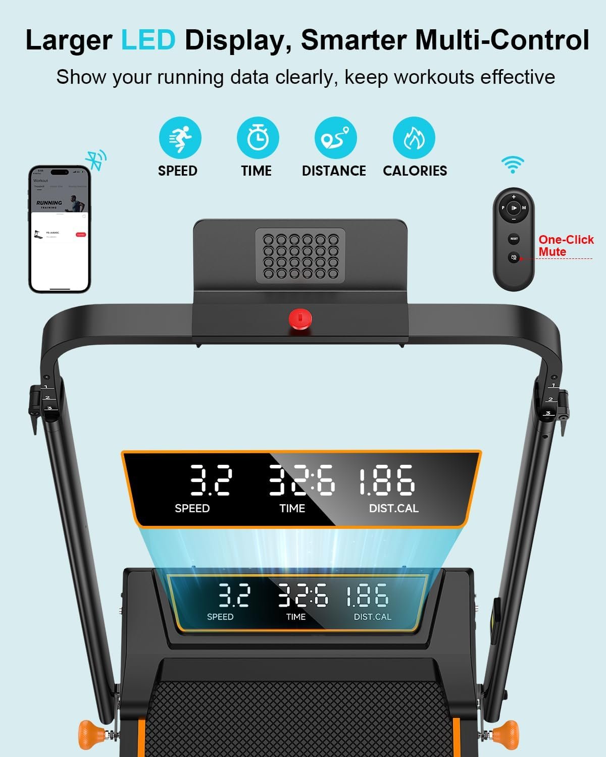 Walking Pad with 12% Incline/Adjustable Height, Upgraded 3.5HP Walking Pad with Handle Bar, 4 in 1 Foldable Under Desk Treadmill, Electric Portable Treadmills for Home 350LBS, LED Display - Image 4