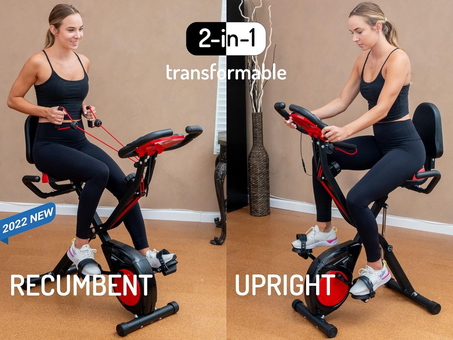 YYFITT 3-IN-1 Exercise Bike with Luminous Digits Display | Folding Stationary Bikes for Home Seniors | Compact Workout Bike with Fully Support Backrest - Wider Seat - 16 Level Magnetic Resistance - Image 8