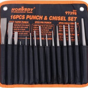 HORUSDY 16-Piece Punch and Chisel Set, Including Taper Punch, Cold Chisels, Pin Punch, Center Punch