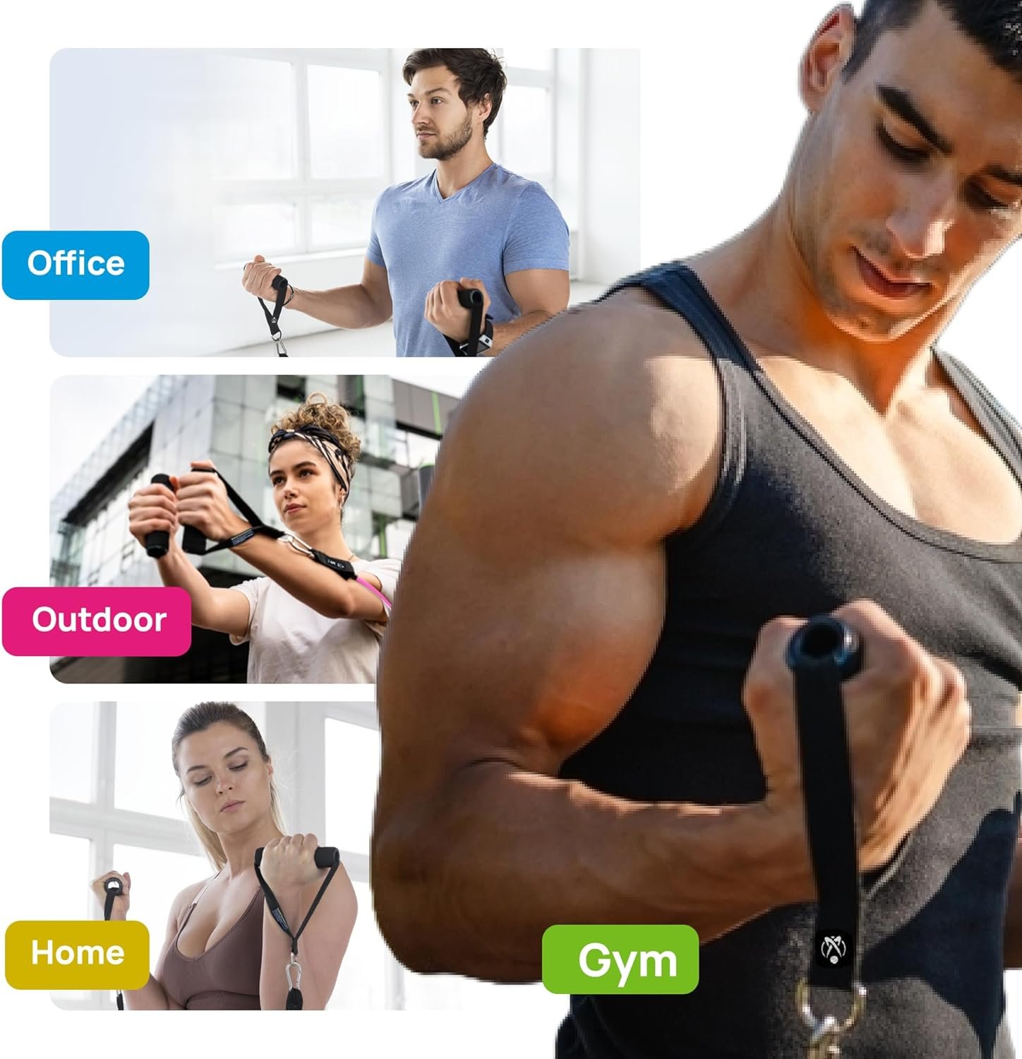 INEVIFIT Resistance Band Set, 150 LBS Stackable Workout Bands for Strength Training, Yoga, Pilates, and Full Body Workout, Includes Door Anchor, Handles, Ankle Straps, Carrying Bag, and Exercise Guide - Image 5