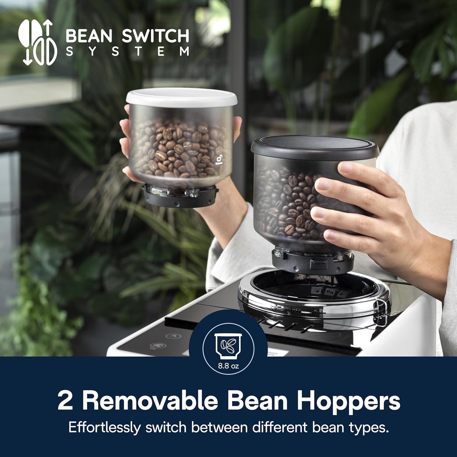 De'Longhi Rivelia Automatic Espresso Machine with Grinder & Milk Frother – All-in-One Coffee Maker, Hot & Iced Latte, Cappuccino, Bean Switch System, Burr Grinder, Compact Italian Design, White - Image 4