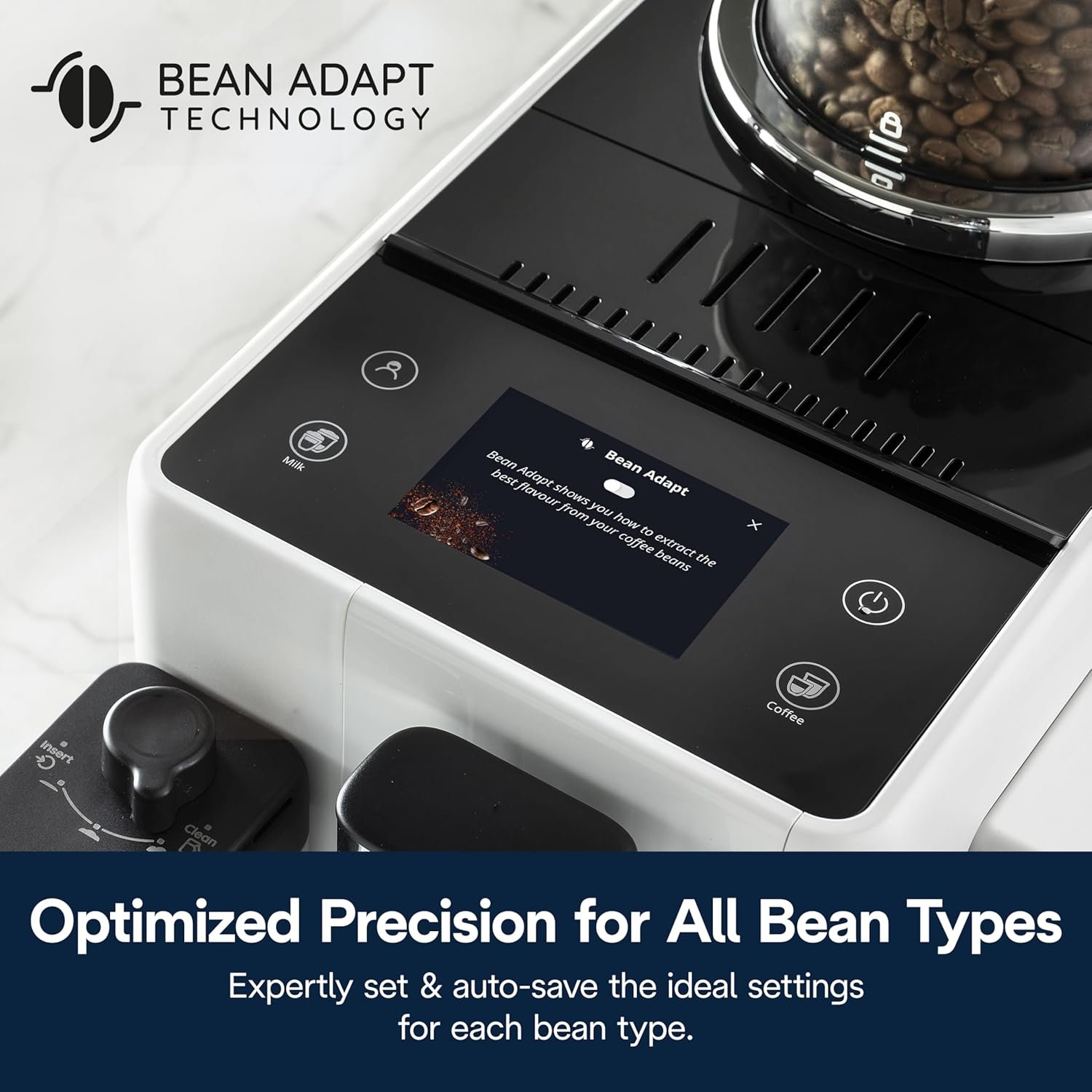 De'Longhi Rivelia Automatic Espresso Machine with Grinder & Milk Frother – All-in-One Coffee Maker, Hot & Iced Latte, Cappuccino, Bean Switch System, Burr Grinder, Compact Italian Design, White - Image 9