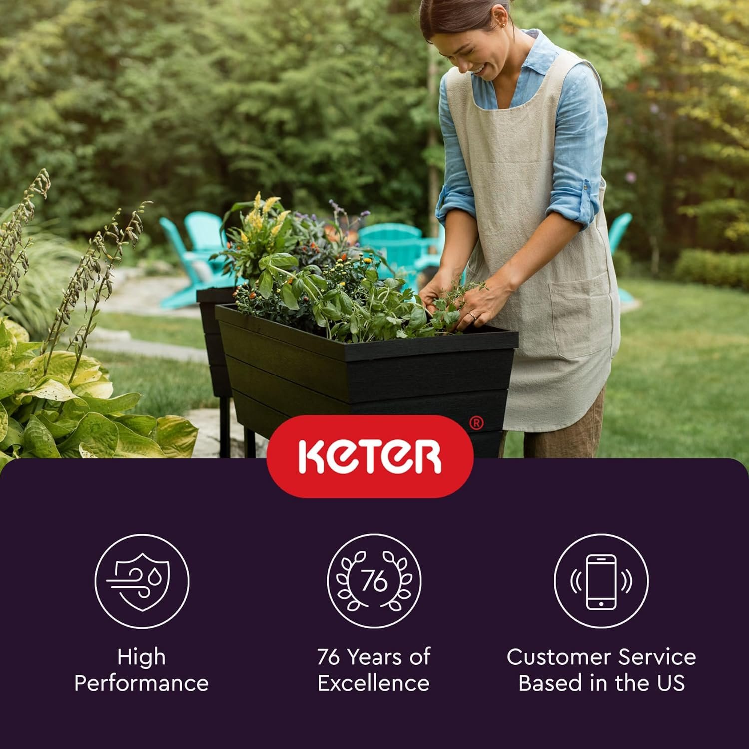 Keter Urban Bloomer 12.7‑Gallon Raised Garden Bed – Elevated Outdoor Planter Box with Self‑Watering Reservoir, Water Gauge & Drainage System, Perfect for Herbs & Vegetables, Dark Grey - Image 10