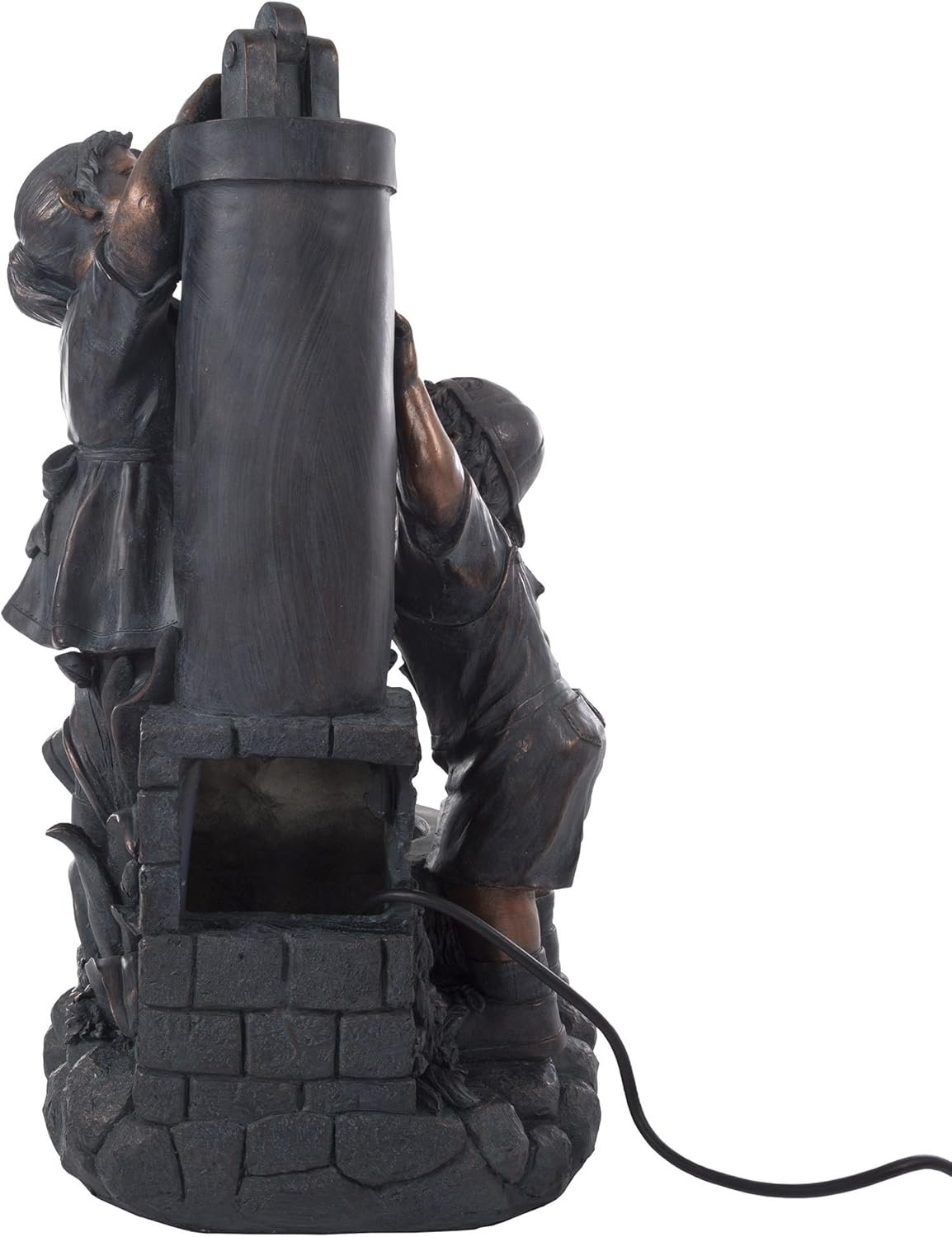 Outdoor Water Fountain with Boy and Girl, Antique Bronze Design and Soothing Sound for Decor on Patio, Lawn and Garden by Pure Garden - Image 4