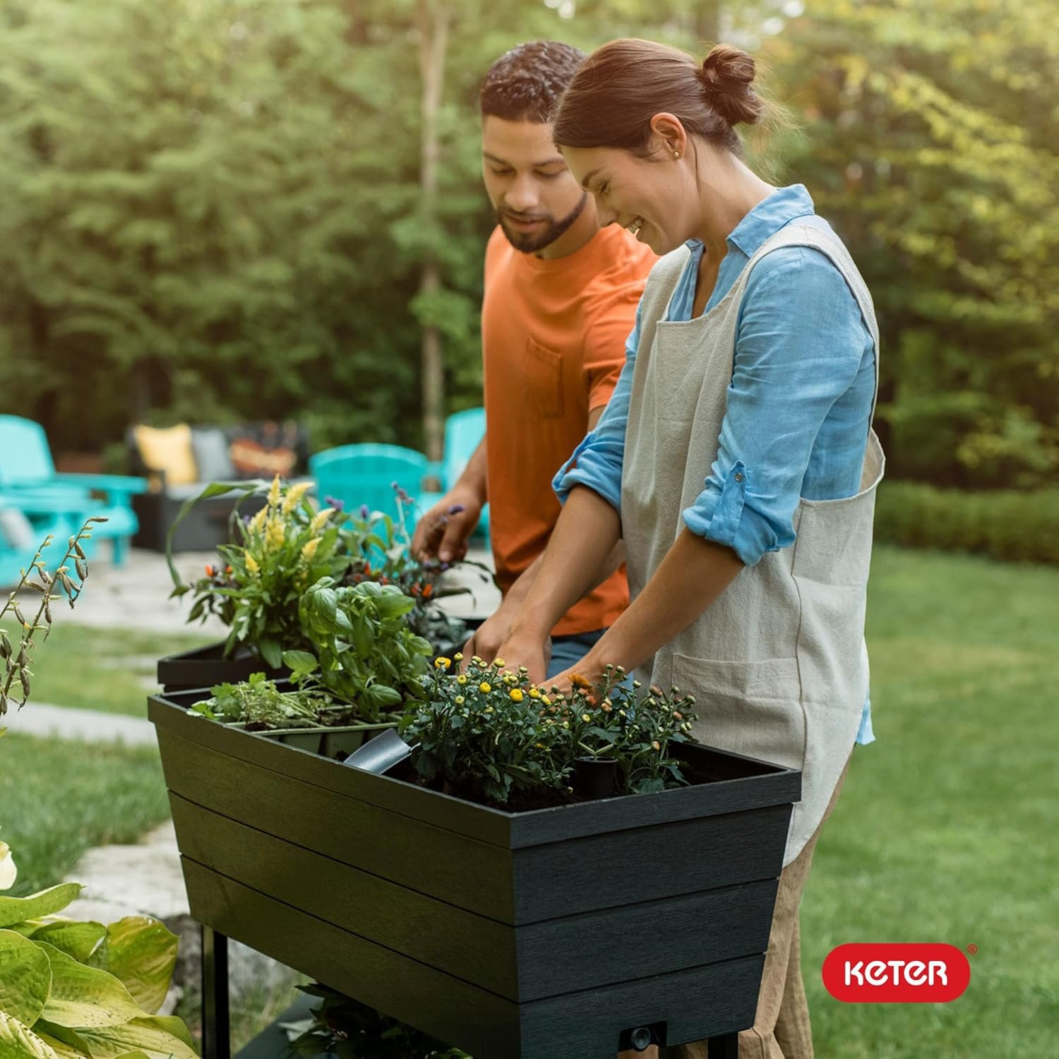 Keter Urban Bloomer 12.7‑Gallon Raised Garden Bed – Elevated Outdoor Planter Box with Self‑Watering Reservoir, Water Gauge & Drainage System, Perfect for Herbs & Vegetables, Dark Grey - Image 9