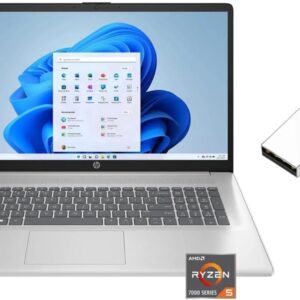 HP 17.3 inch 1920 x 1080 (Full HD) Laptop | AMD Ryzen 5 7430U(Beat i7-1255U) | AMD Radeon Graphics | HDMI|Silver| 16GB RAM | 512GB SSD | Windows 11 S | Bundle with 64GB USB Flash Drive