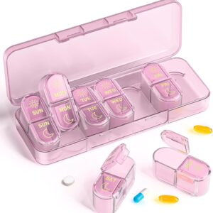 Pill Organizer 2 Times a Day, AM PM Pill Organizer 7 Day, Weekly Pill Box 2 Twice a Day, Travel Pill Case 7 Days, Medicine Organizer for Medication, Vitamins, Fish Oils, Supplements
