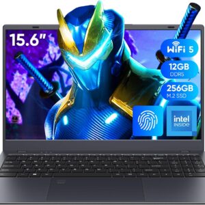 Coolby 15.6inch Laptop, 12GB RAM/256GB SSD, 1920×1080 IPS Display, Intel N95(Beats N5095) Quad Core Laptop Computer, Support Fingerprint, WiFi 5, BT